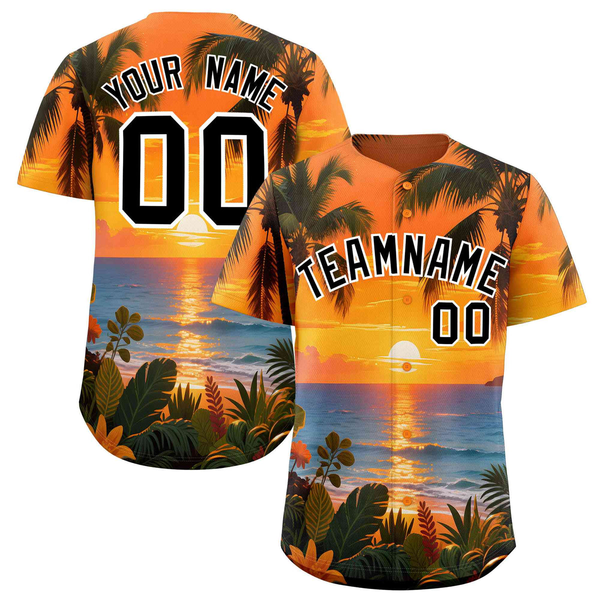 Personalized Multicolor Palm Tree Hawaiian Style Authentic Baseball Jersey