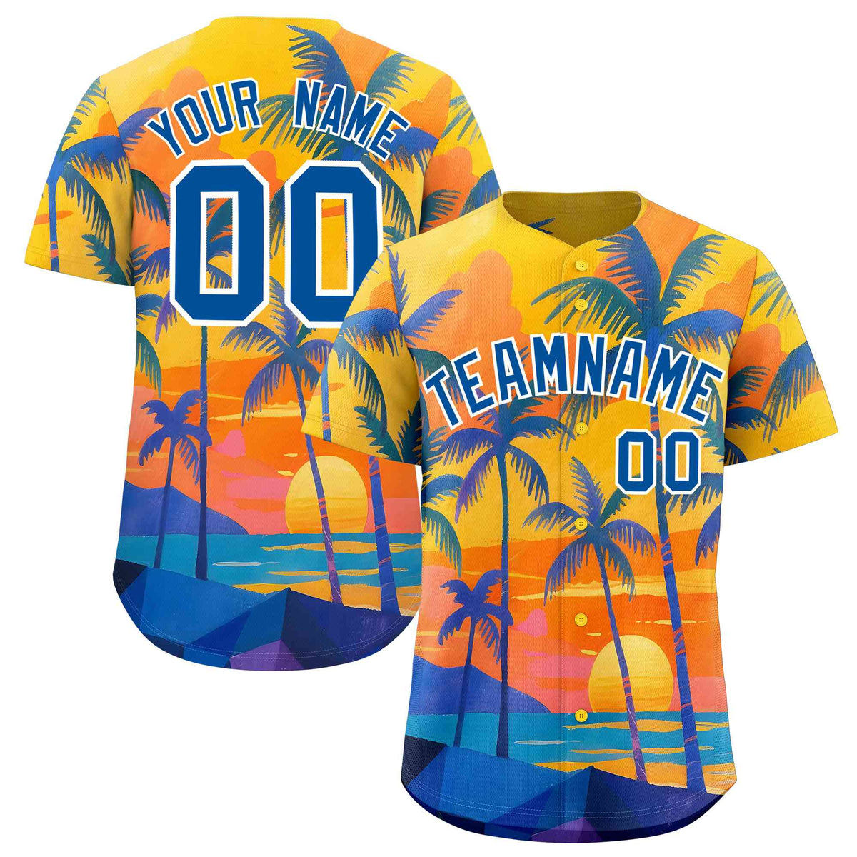 Personalized Multicolor Palm Tree Hawaiian Style Authentic Baseball Jersey