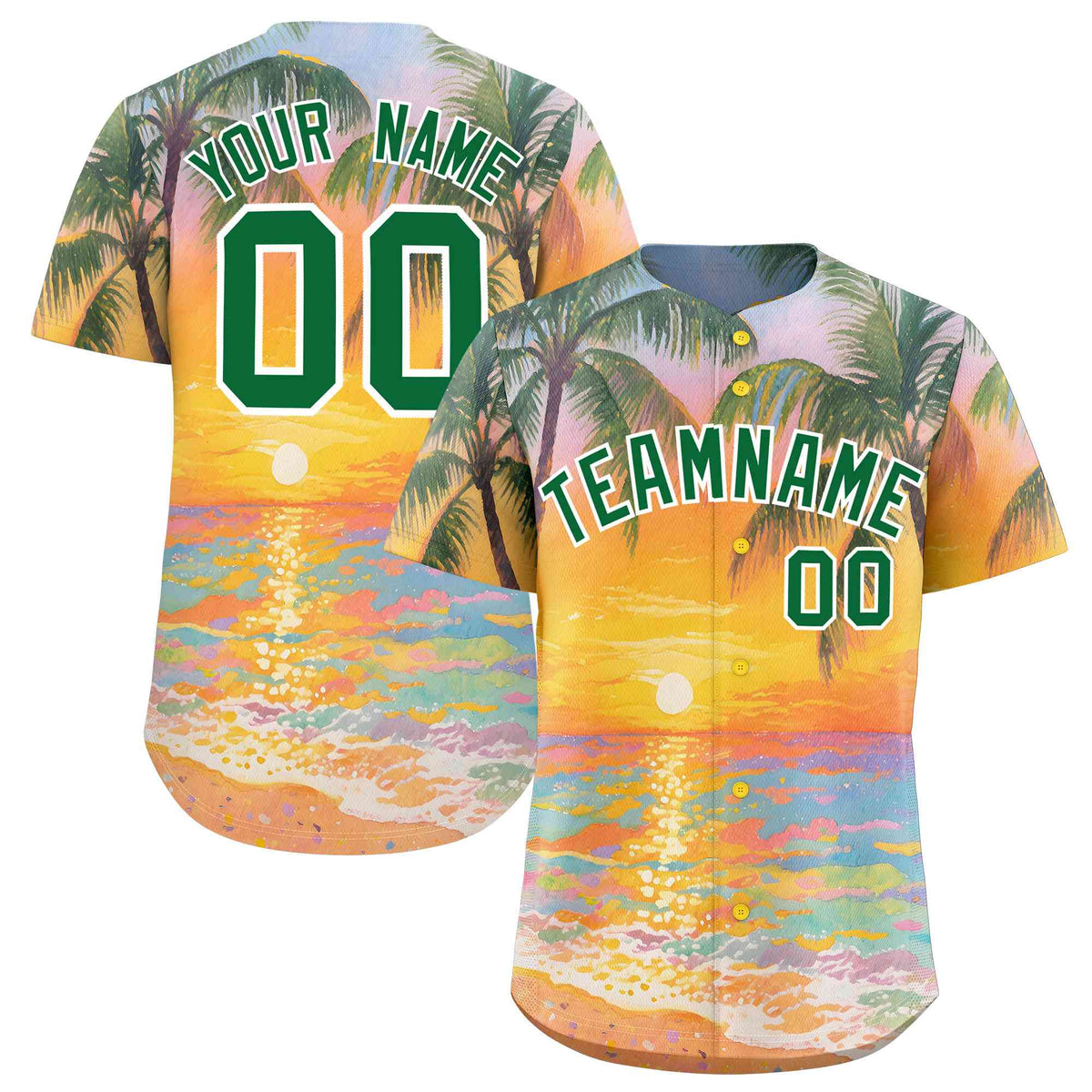 Personalized Multicolor Palm Tree Hawaiian Style Authentic Baseball Jersey