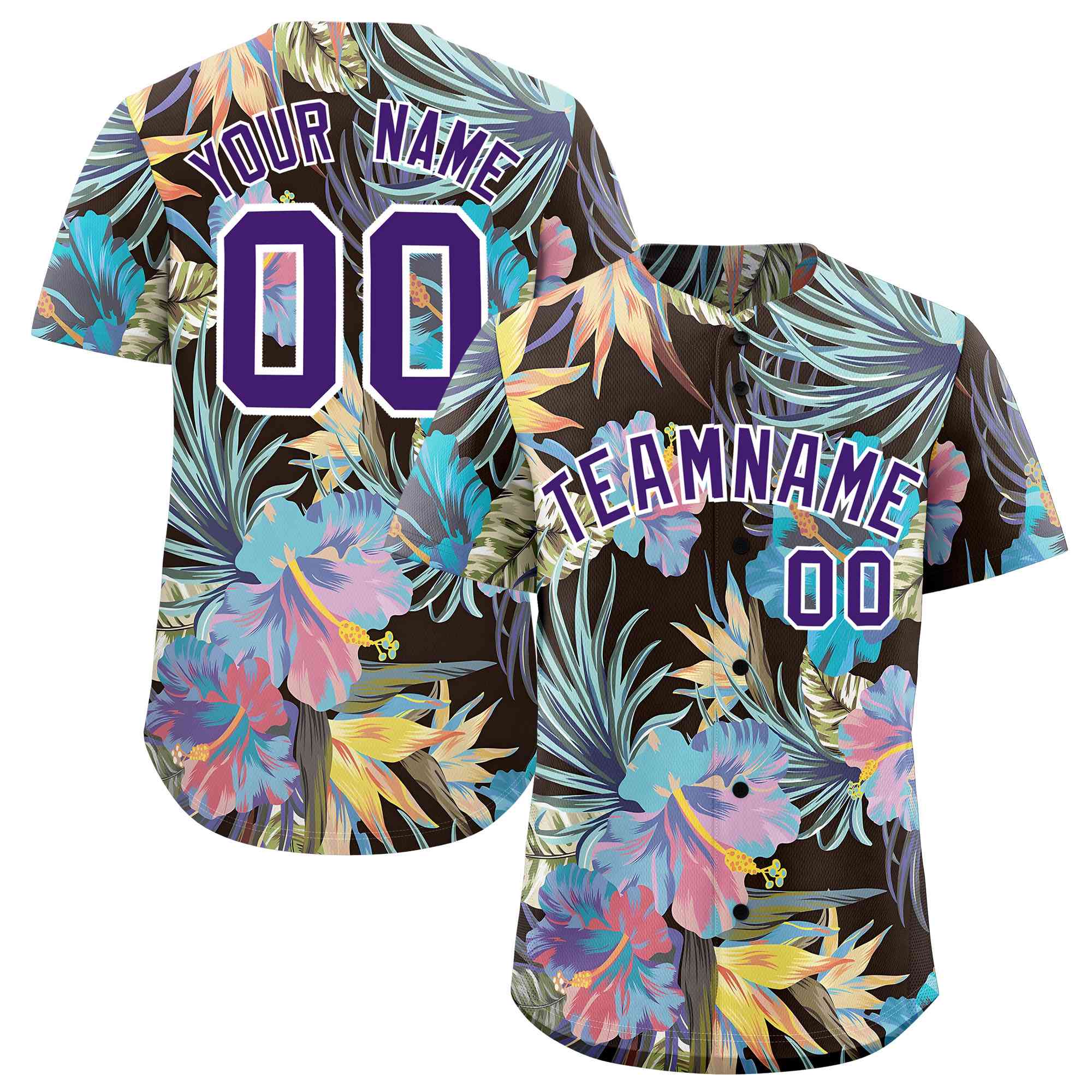 Personalized Multicolor Palm Tree Hawaiian Style Authentic Baseball Jersey