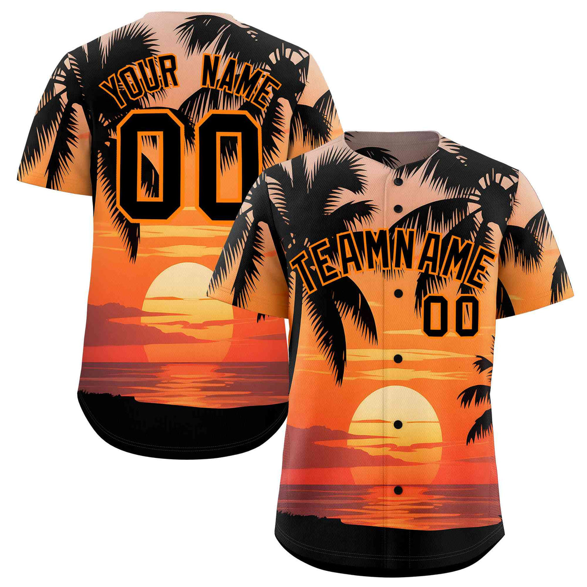 Personalized Multicolor Palm Tree Hawaiian Style Authentic Baseball Jersey