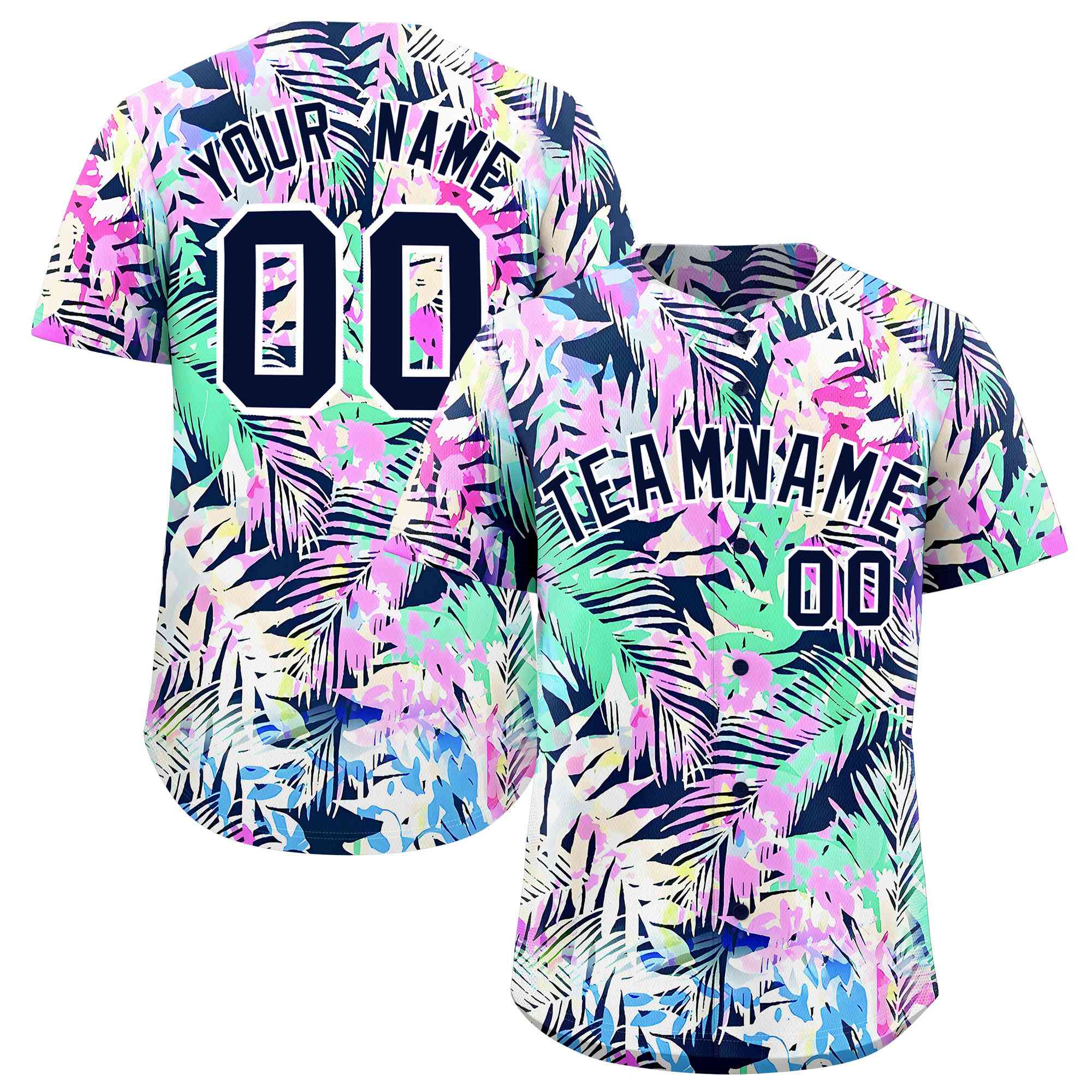 Personalized Multicolor Palm Tree Hawaiian Style Authentic Baseball Jersey