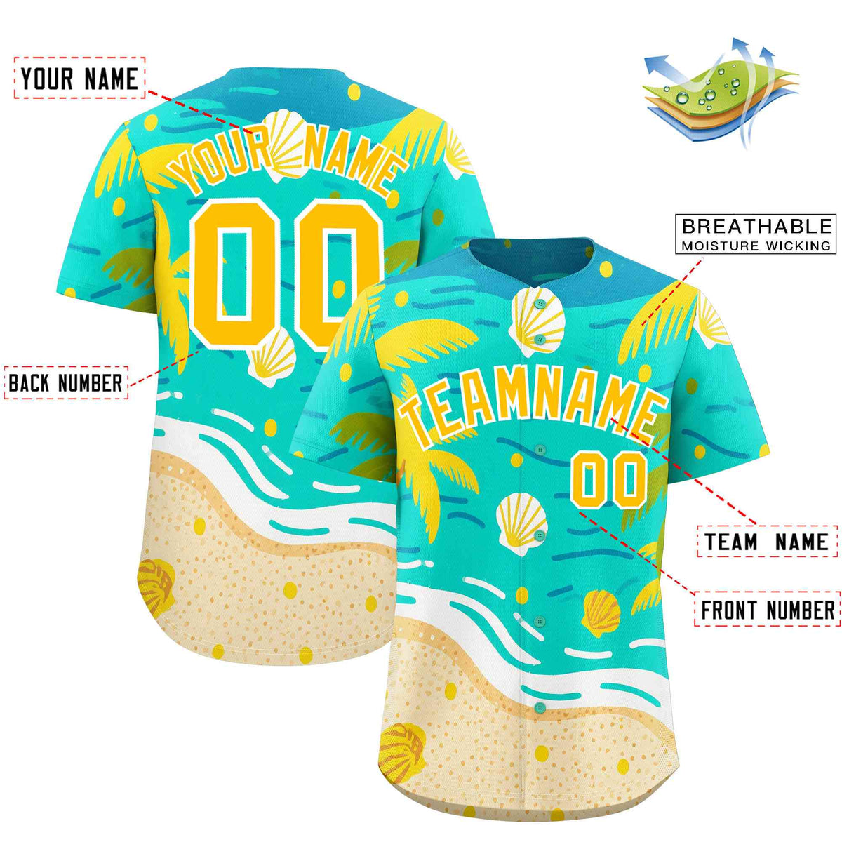 Personalized Multicolor Palm Tree Hawaiian Style Authentic Baseball Jersey