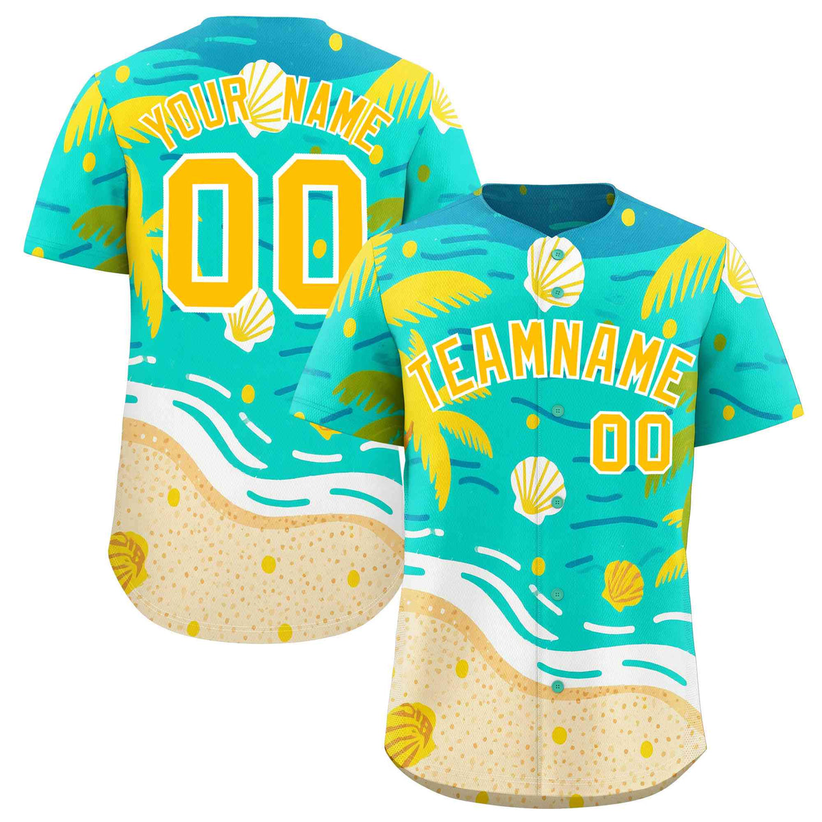 Personalized Multicolor Palm Tree Hawaiian Style Authentic Baseball Jersey