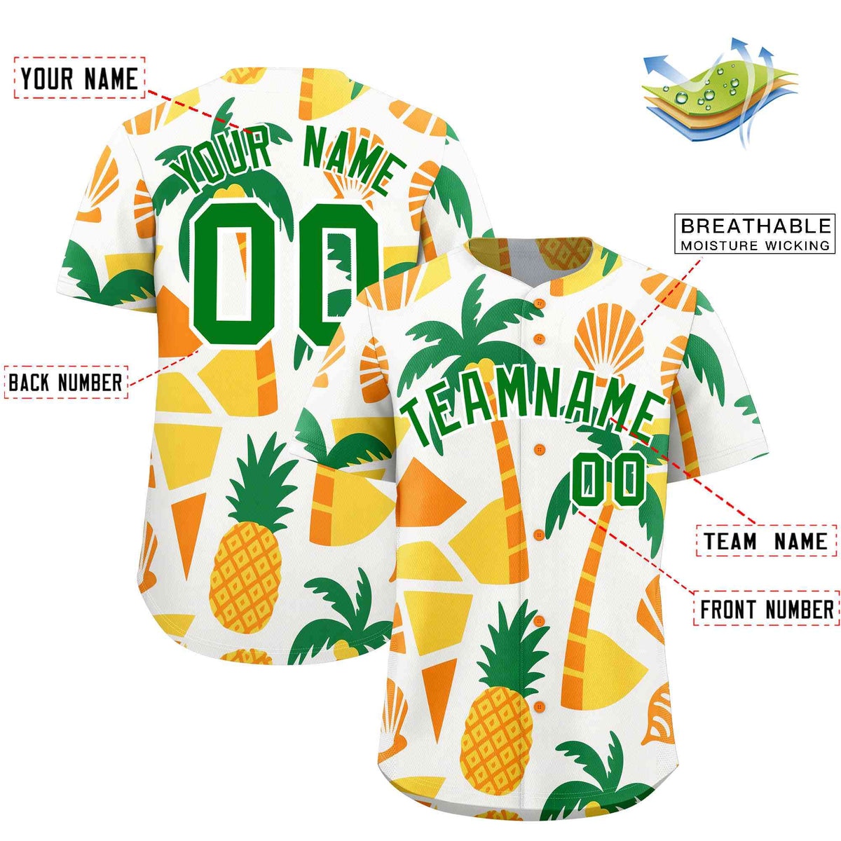 Personalized Multicolor Palm Tree Hawaiian Style Authentic Baseball Jersey