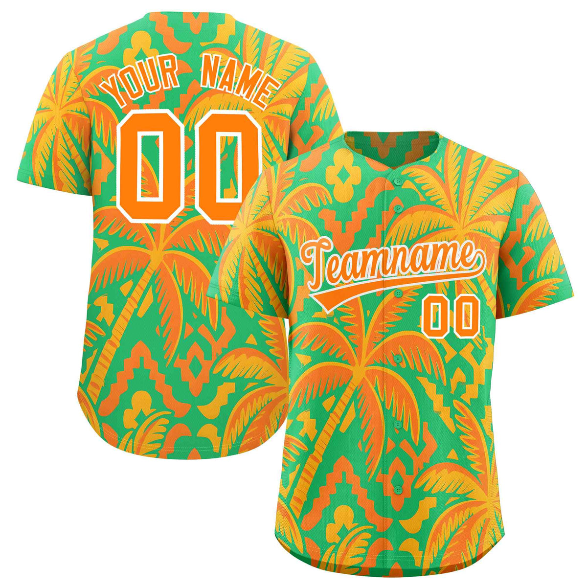 Personalized Multicolor Palm Tree Hawaiian Style Authentic Baseball Jersey