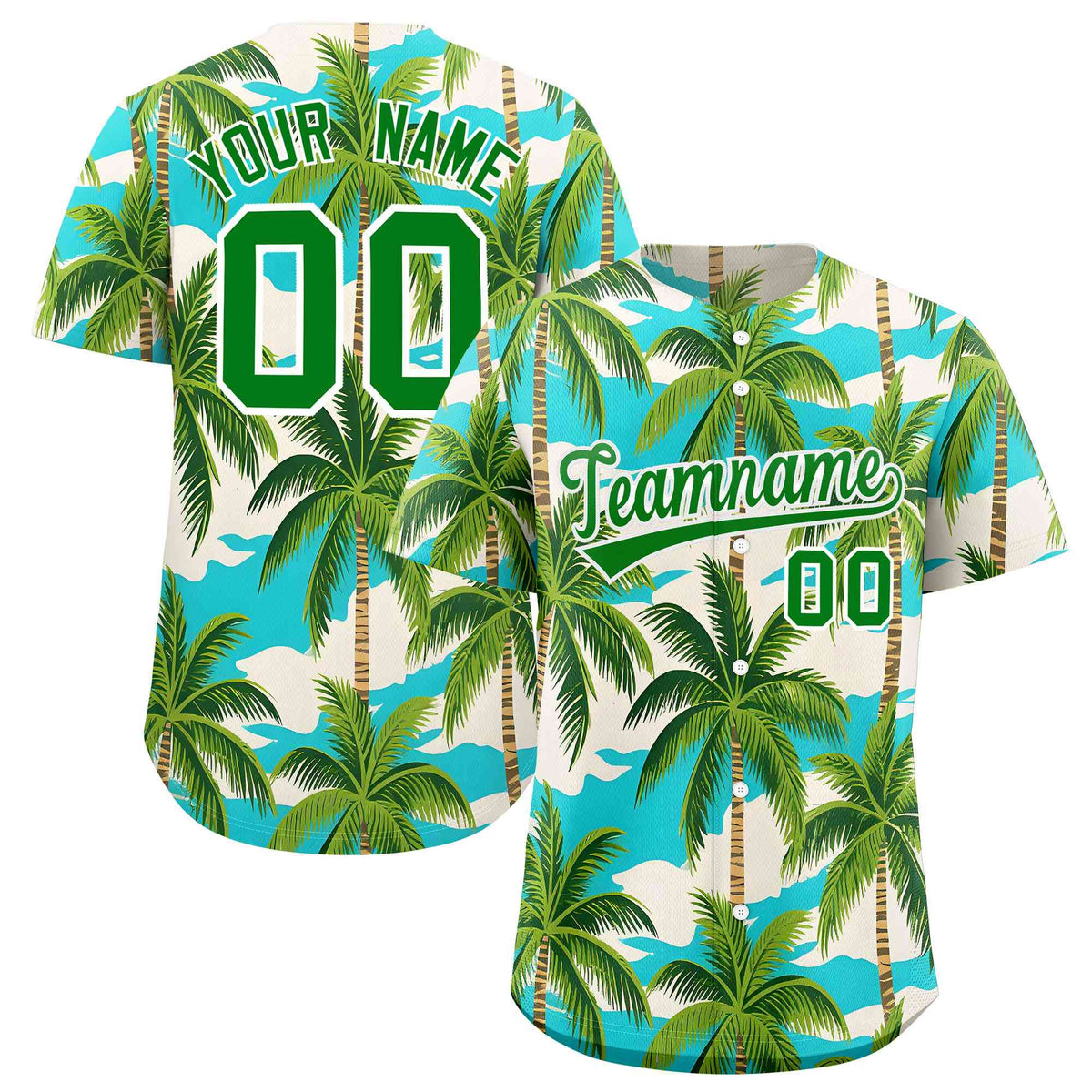 Personalized Multicolor Palm Tree Hawaiian Style Authentic Baseball Jersey