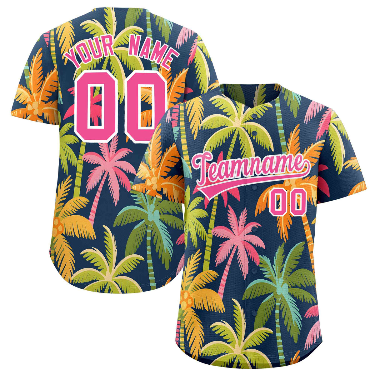 Personalized Multicolor Palm Tree Hawaiian Style Authentic Baseball Jersey