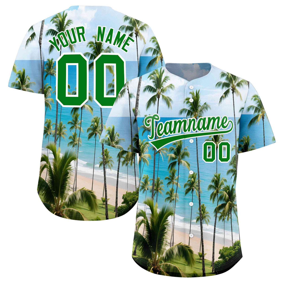 Personalized Multicolor Palm Tree Hawaiian Style Authentic Baseball Jersey
