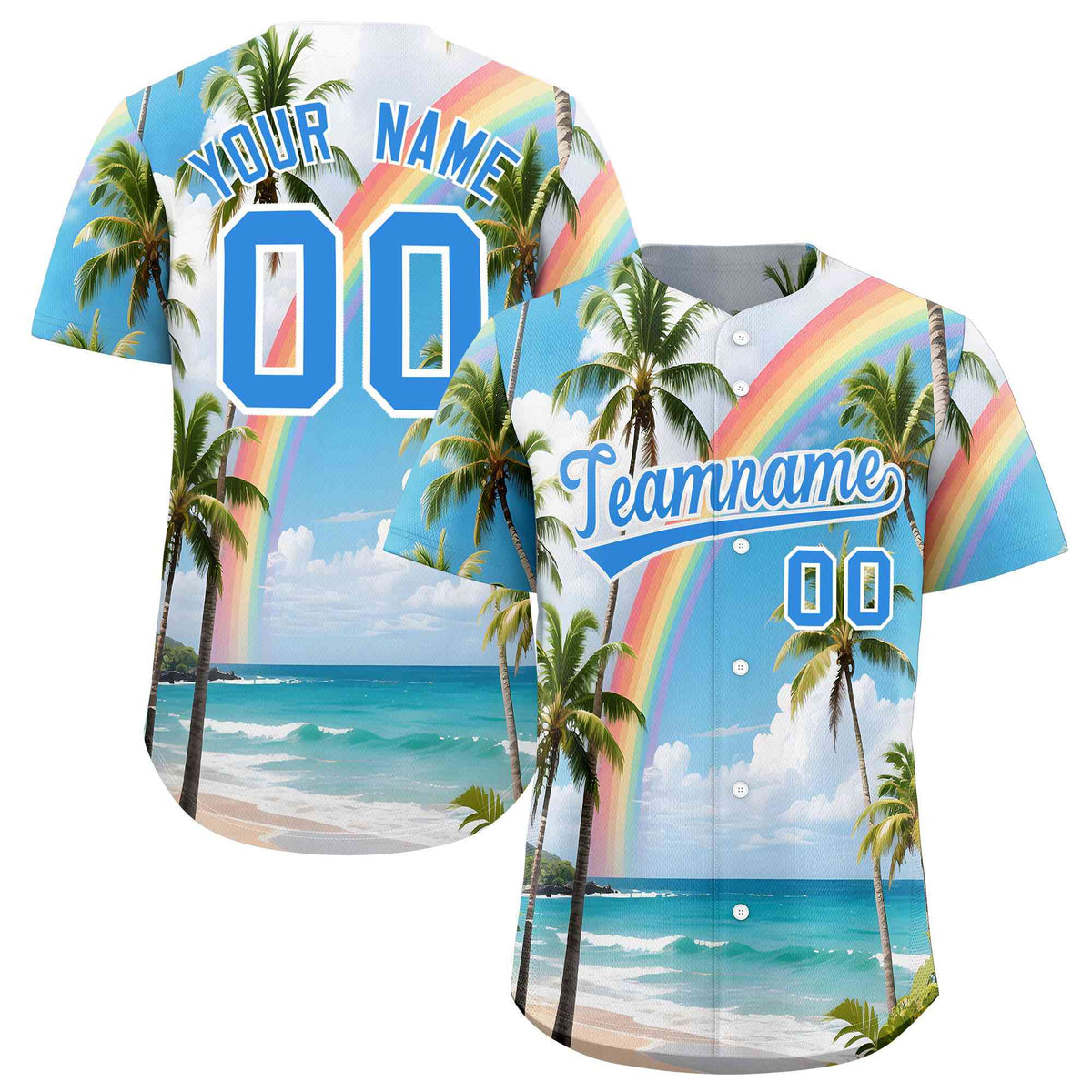 Personalized Multicolor Palm Tree Hawaiian Style Authentic Baseball Jersey