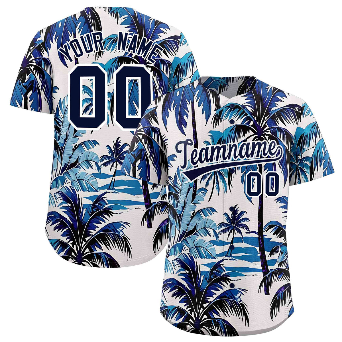 Personalized Multicolor Palm Tree Hawaiian Style Authentic Baseball Jersey