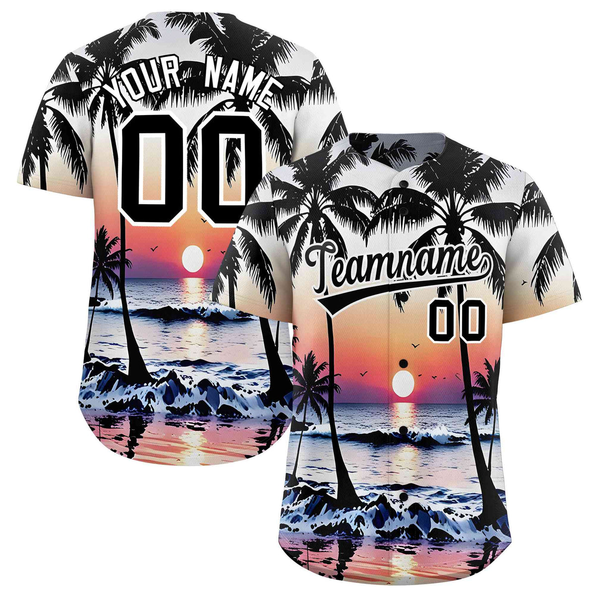Personalized Multicolor Palm Tree Hawaiian Style Authentic Baseball Jersey