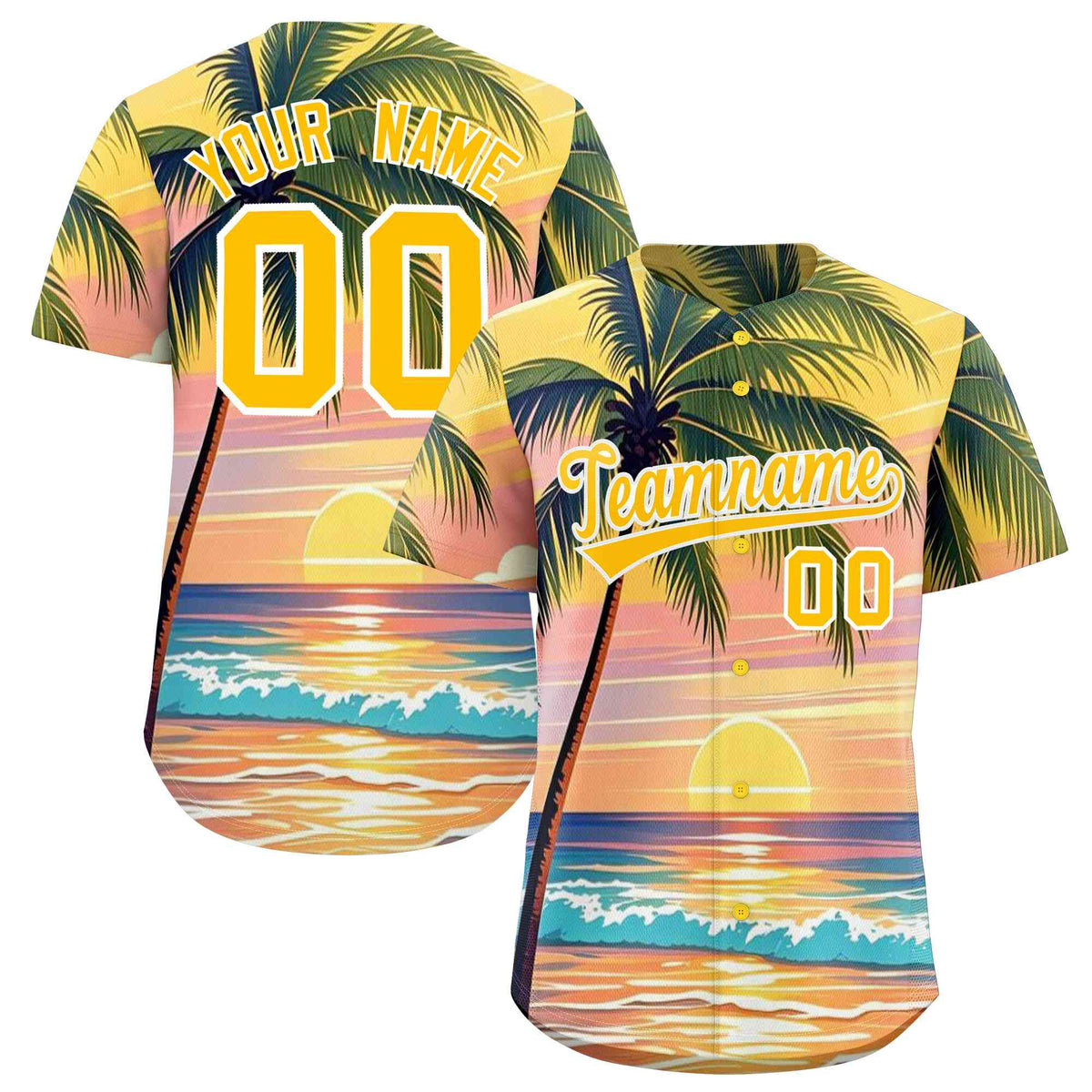 Personalized Multicolor Palm Tree Hawaiian Style Authentic Baseball Jersey