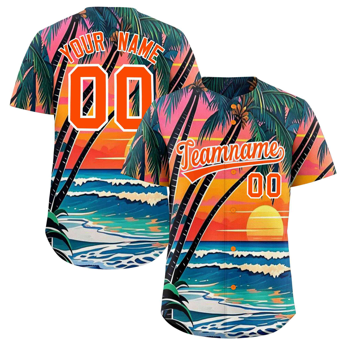 Personalized Multicolor Palm Tree Hawaiian Style Authentic Baseball Jersey