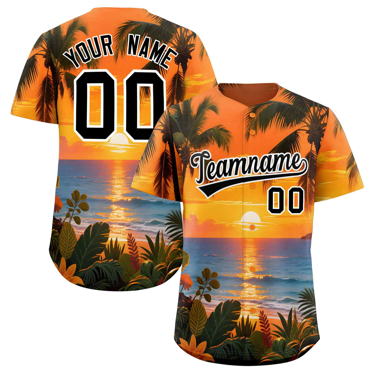 Personalized Multicolor Palm Tree Hawaiian Style Authentic Baseball Jersey