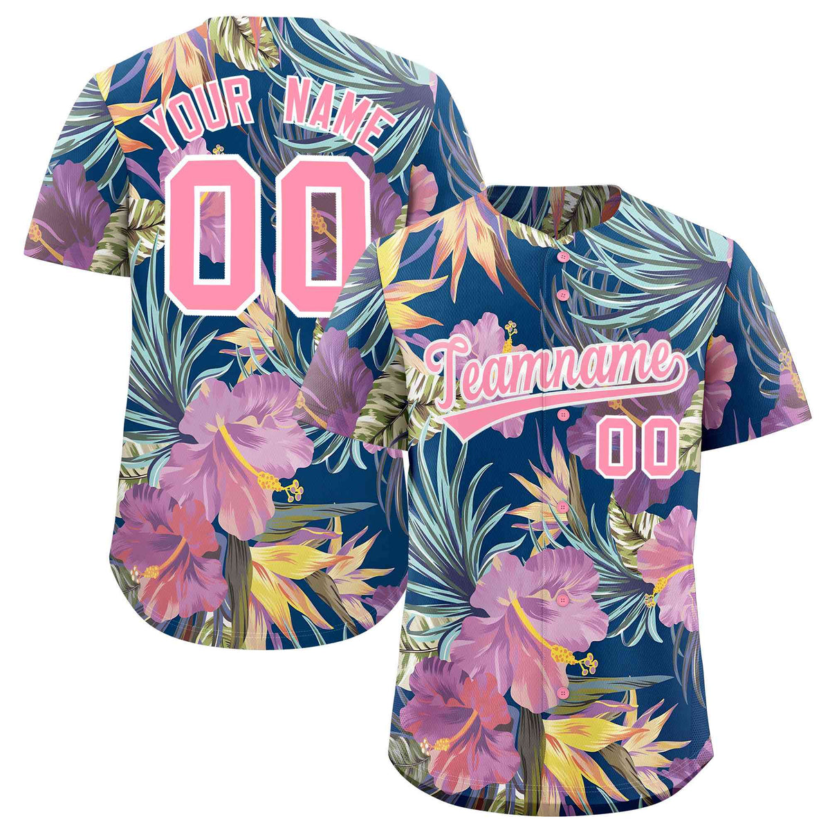 Personalized Multicolor Palm Tree Hawaiian Style Authentic Baseball Jersey