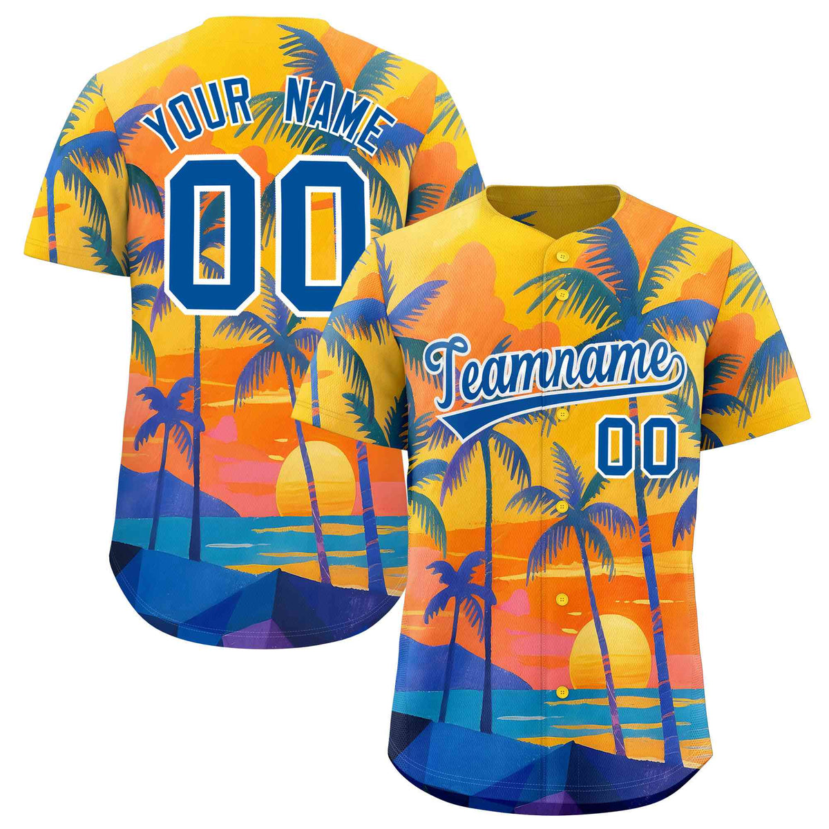 Personalized Multicolor Palm Tree Hawaiian Style Authentic Baseball Jersey