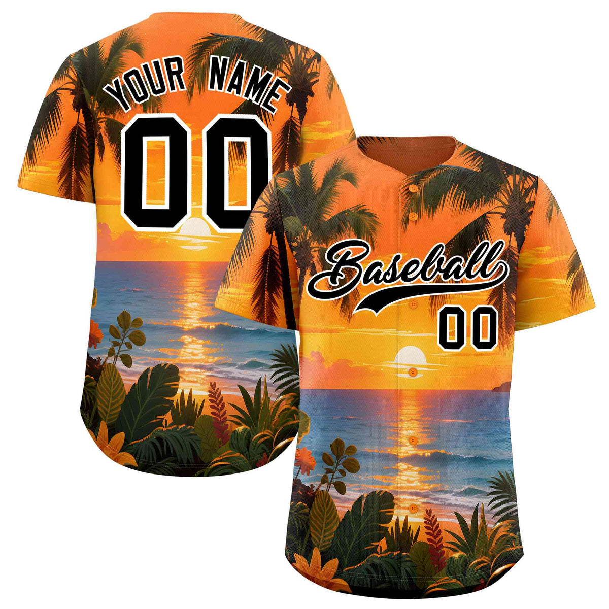 Personalized Multicolor Palm Tree Hawaiian Style Authentic Baseball Jersey