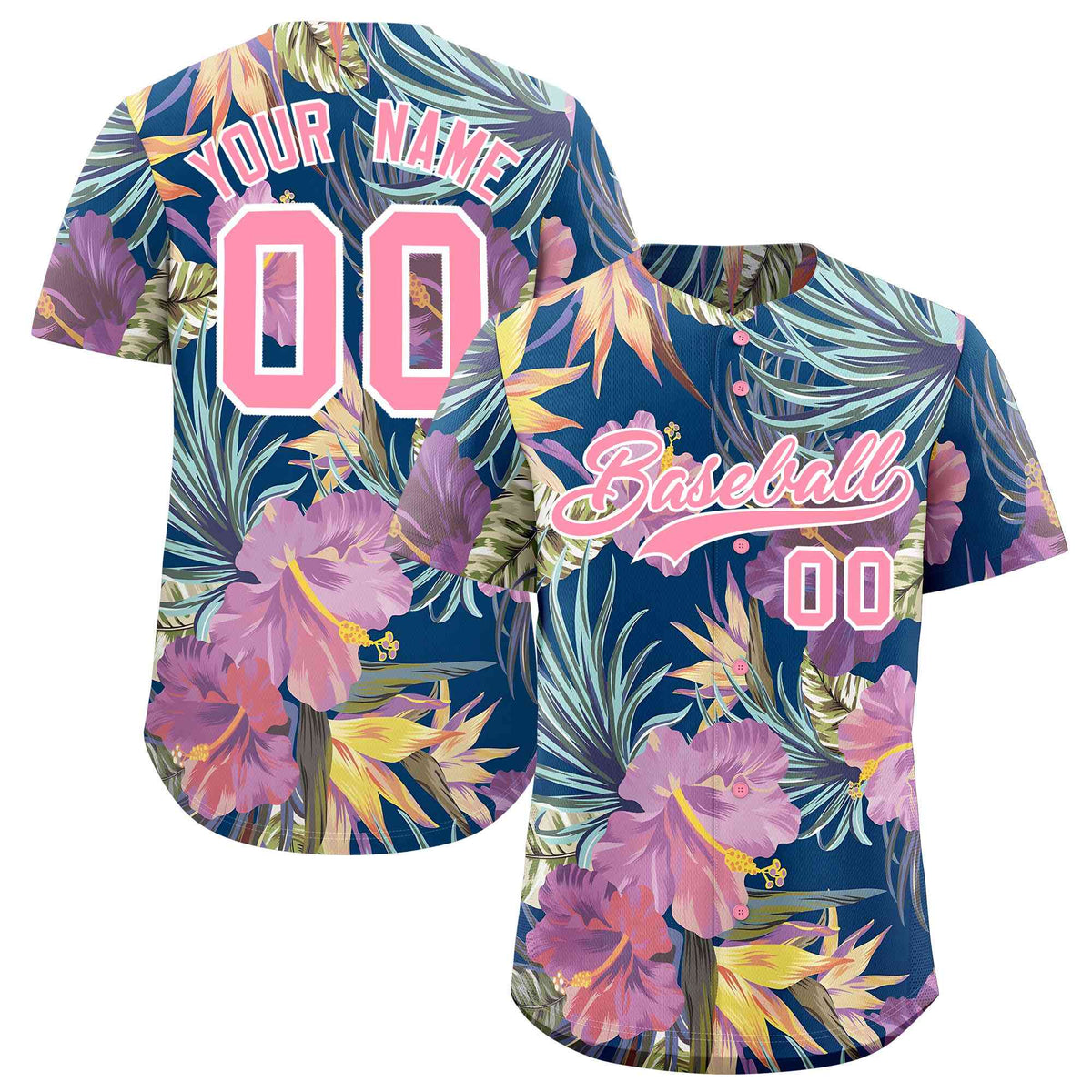 Personalized Multicolor Palm Tree Hawaiian Style Authentic Baseball Jersey