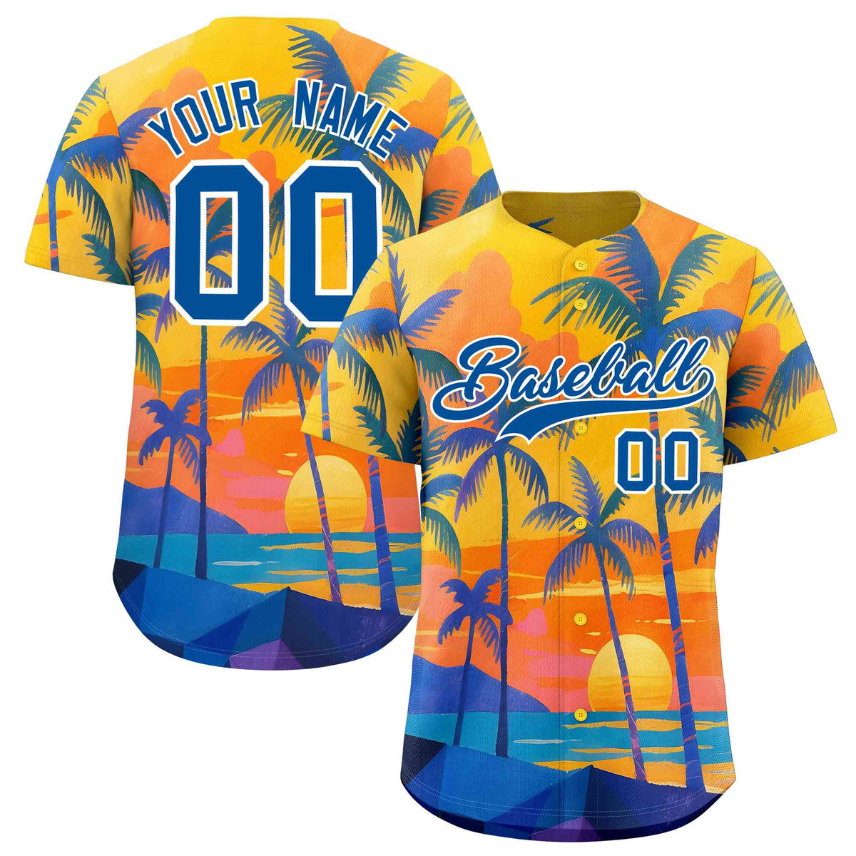 Personalized Multicolor Palm Tree Hawaiian Style Authentic Baseball Jersey