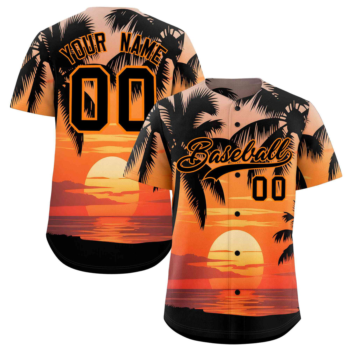 Personalized Multicolor Palm Tree Hawaiian Style Authentic Baseball Jersey