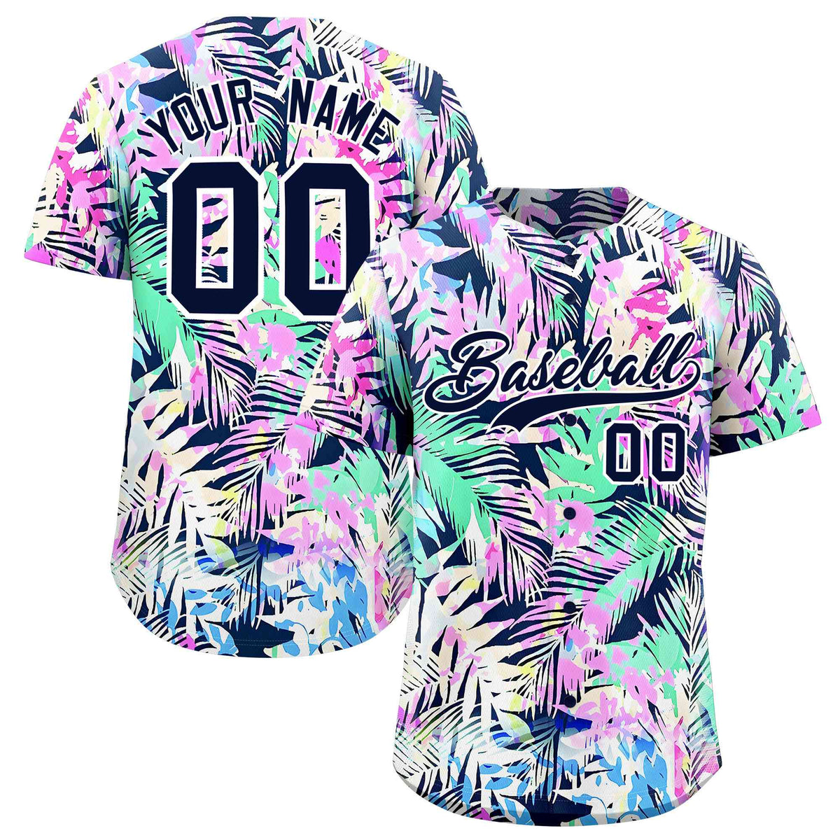 Personalized Multicolor Palm Tree Hawaiian Style Authentic Baseball Jersey