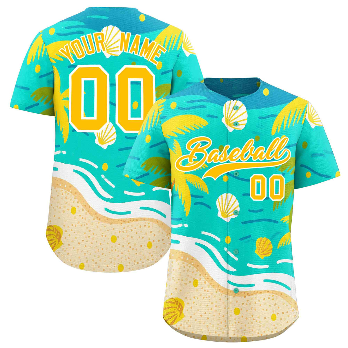 Personalized Multicolor Palm Tree Hawaiian Style Authentic Baseball Jersey