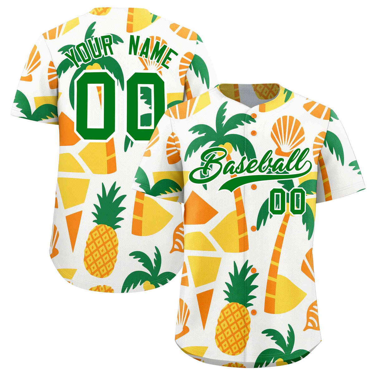 Personalized Multicolor Palm Tree Hawaiian Style Authentic Baseball Jersey