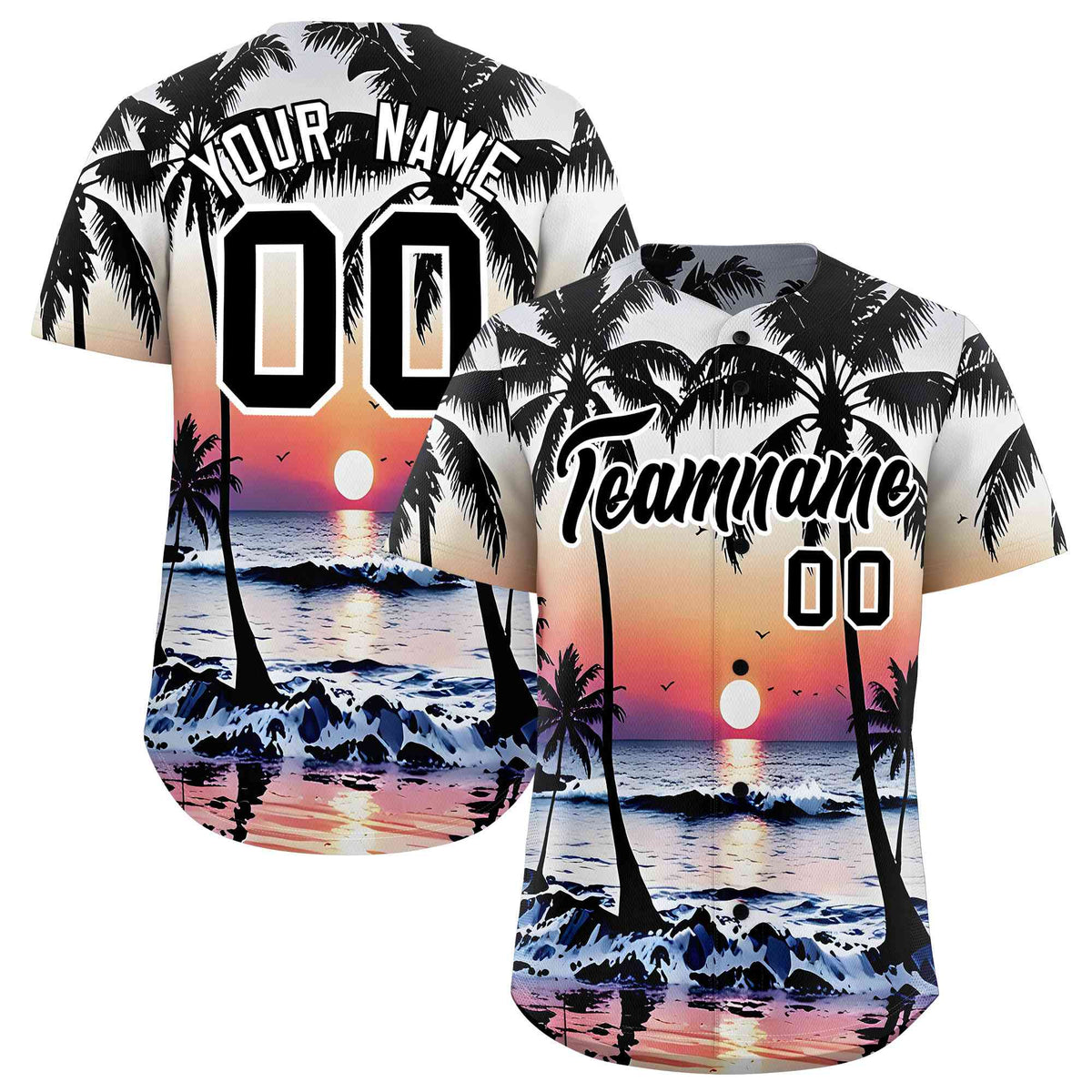 Personalized Multicolor Palm Tree Hawaiian Style Authentic Baseball Jersey