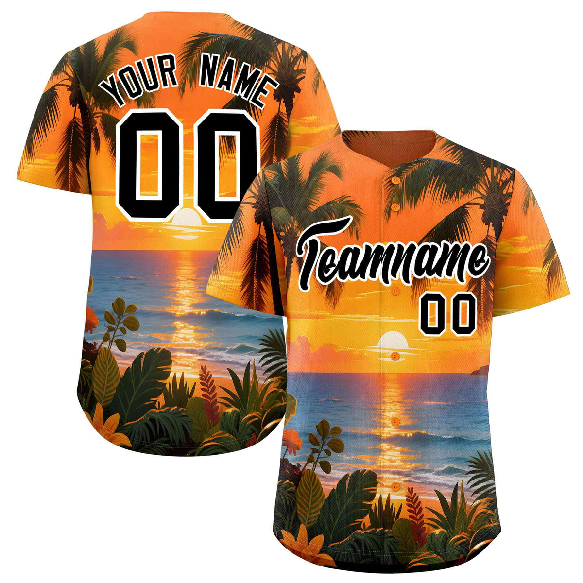 Personalized Multicolor Palm Tree Hawaiian Style Authentic Baseball Jersey