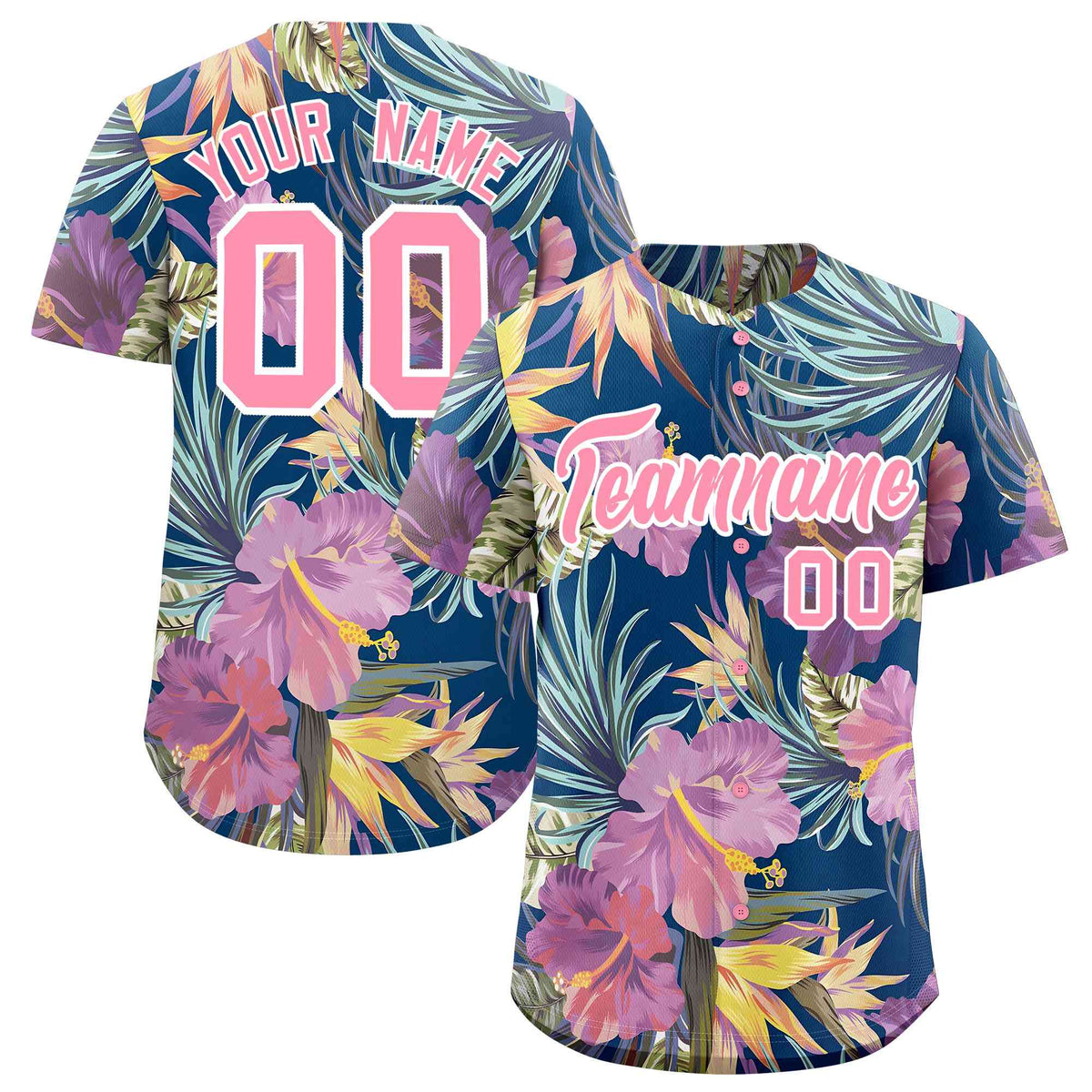 Personalized Multicolor Palm Tree Hawaiian Style Authentic Baseball Jersey