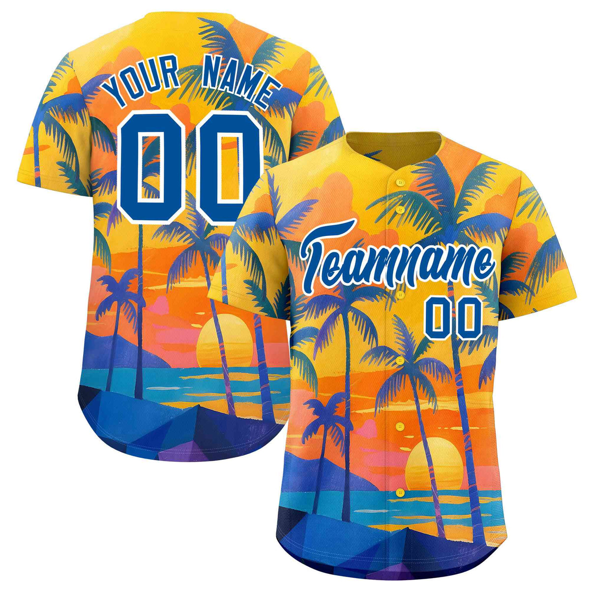 Personalized Multicolor Palm Tree Hawaiian Style Authentic Baseball Jersey