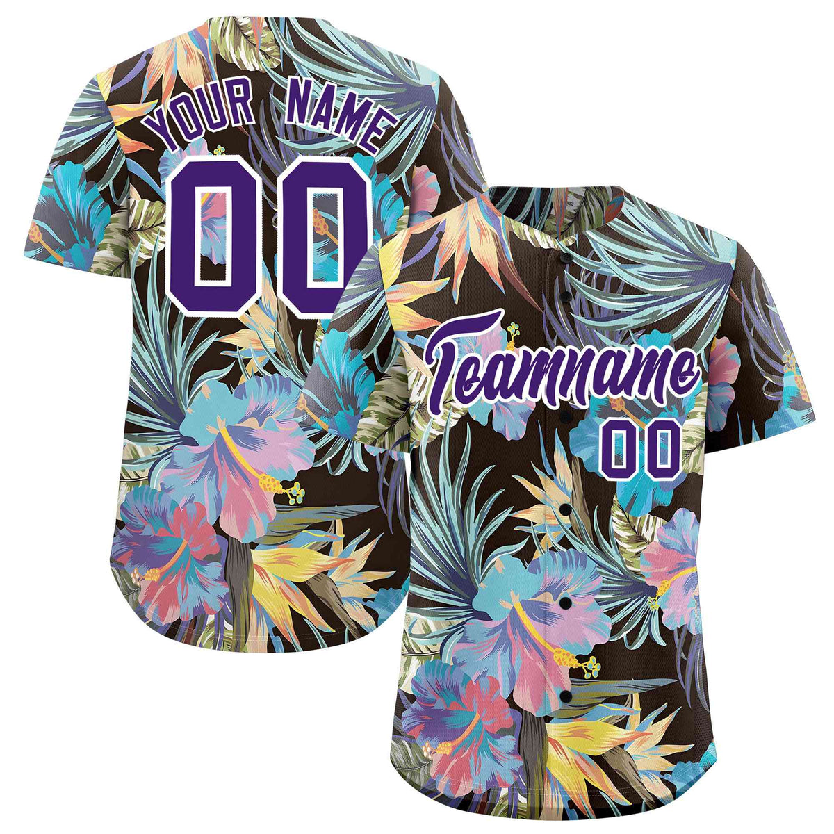 Personalized Multicolor Palm Tree Hawaiian Style Authentic Baseball Jersey