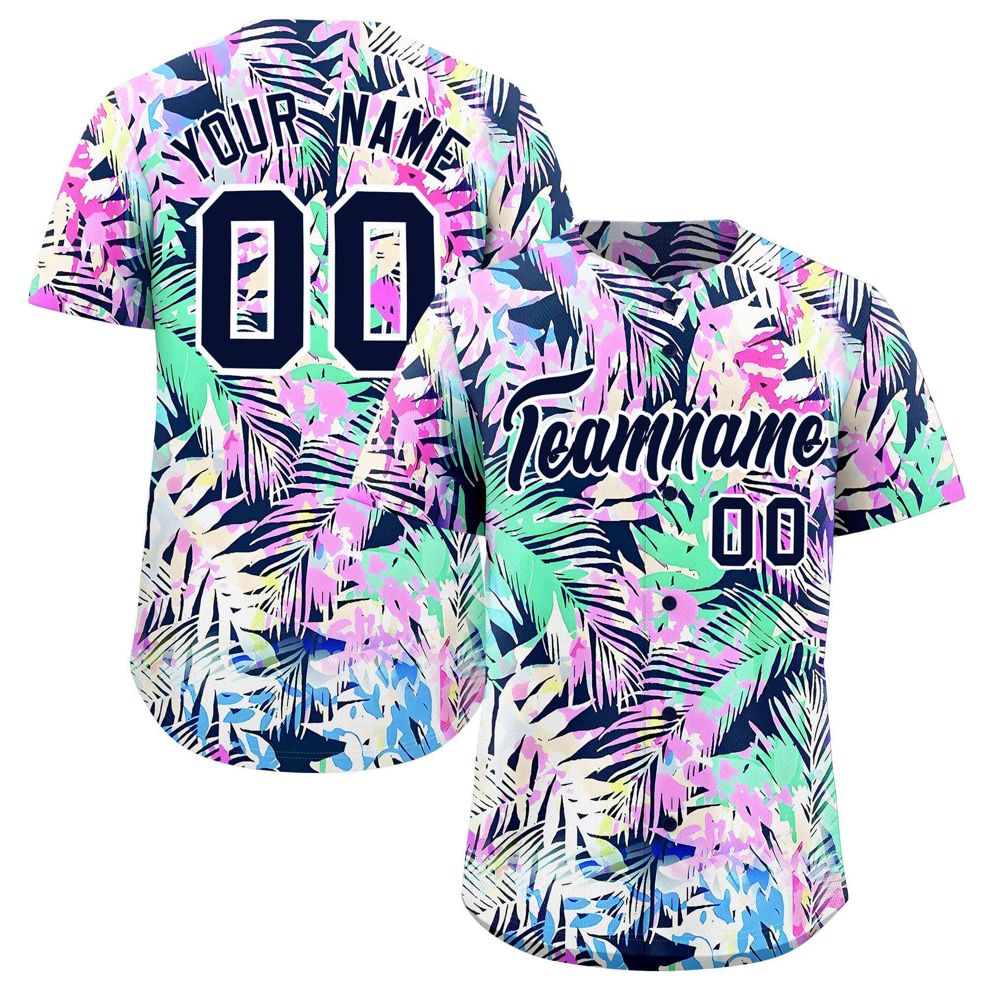 Personalized Multicolor Palm Tree Hawaiian Style Authentic Baseball Jersey