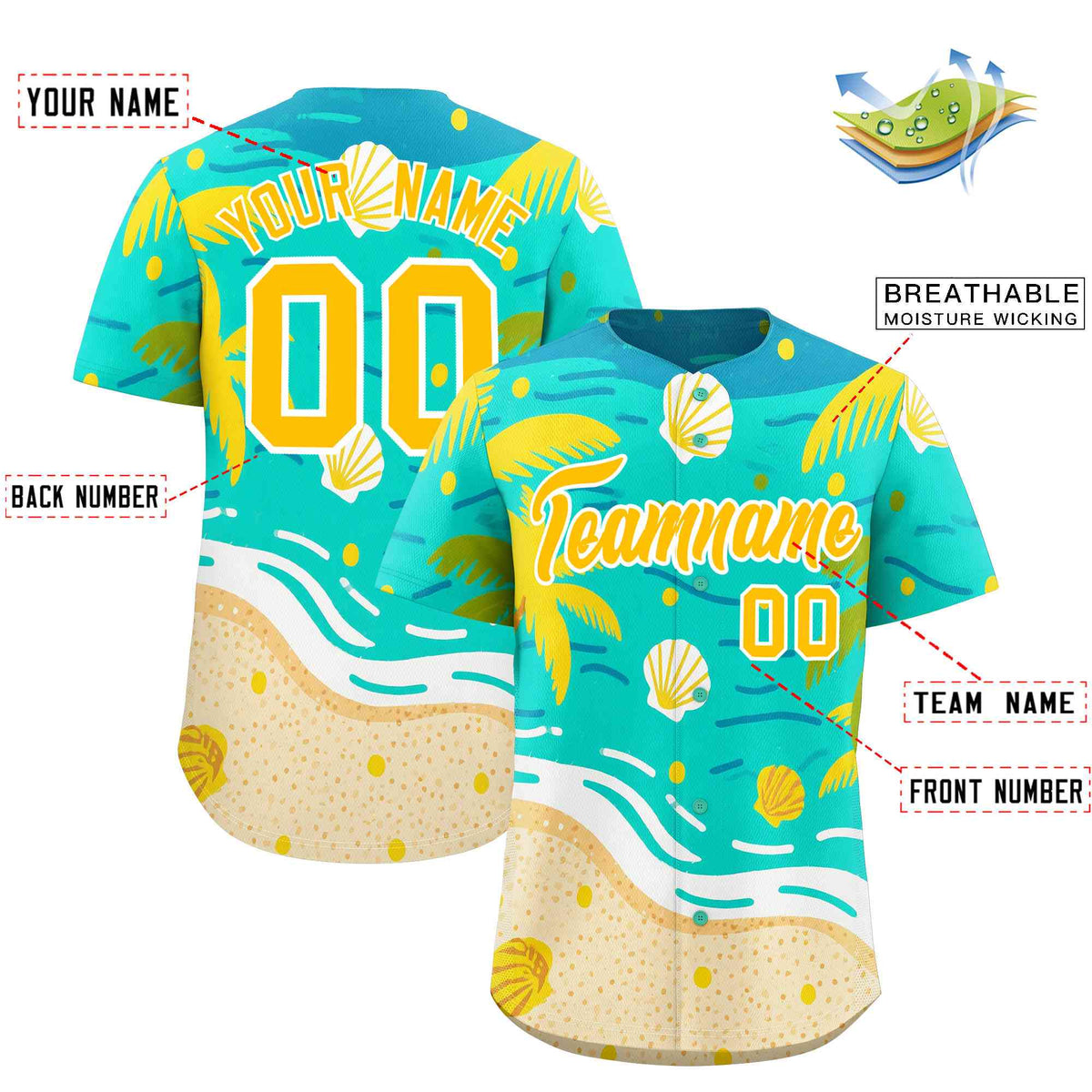 Personalized Multicolor Palm Tree Hawaiian Style Authentic Baseball Jersey