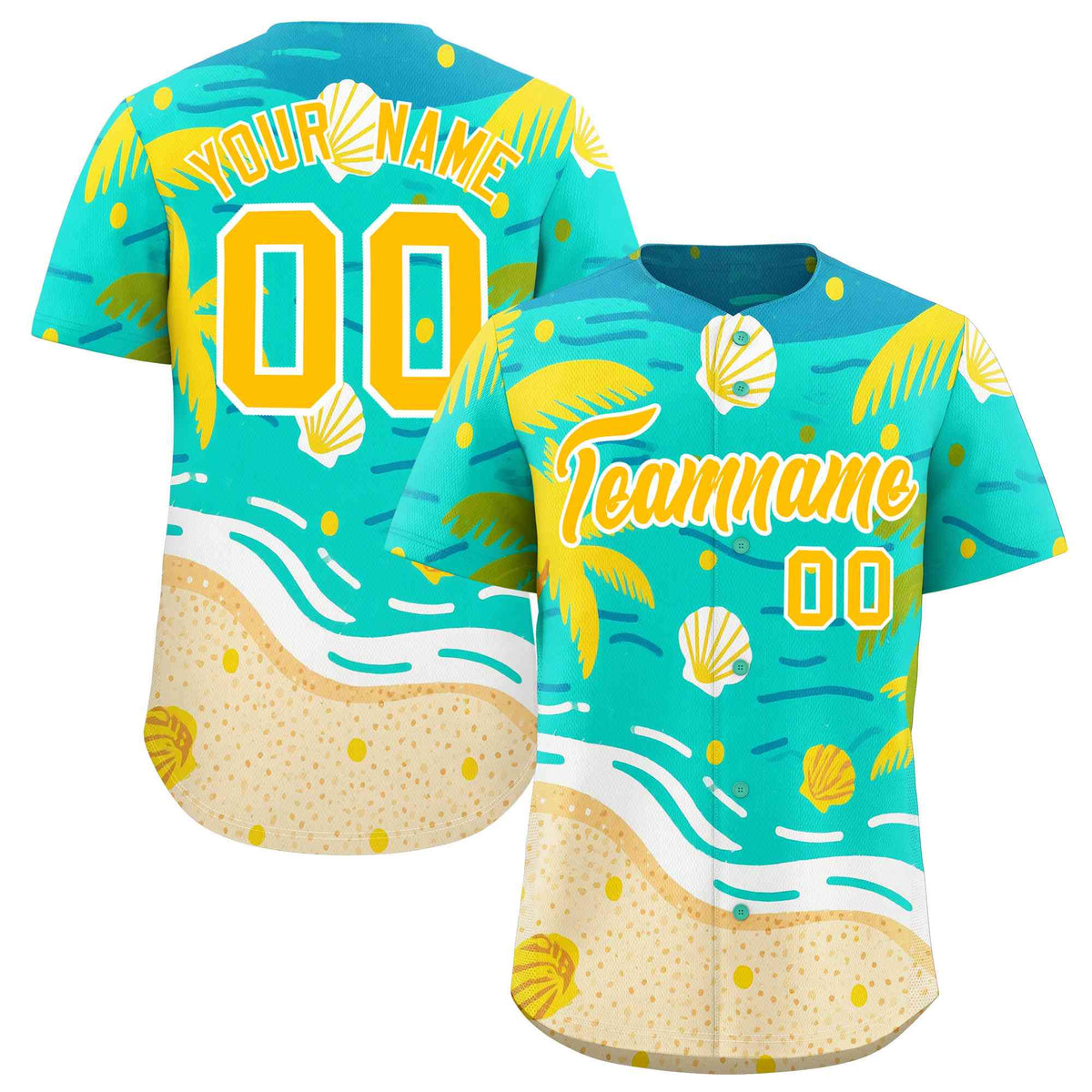Personalized Multicolor Palm Tree Hawaiian Style Authentic Baseball Jersey