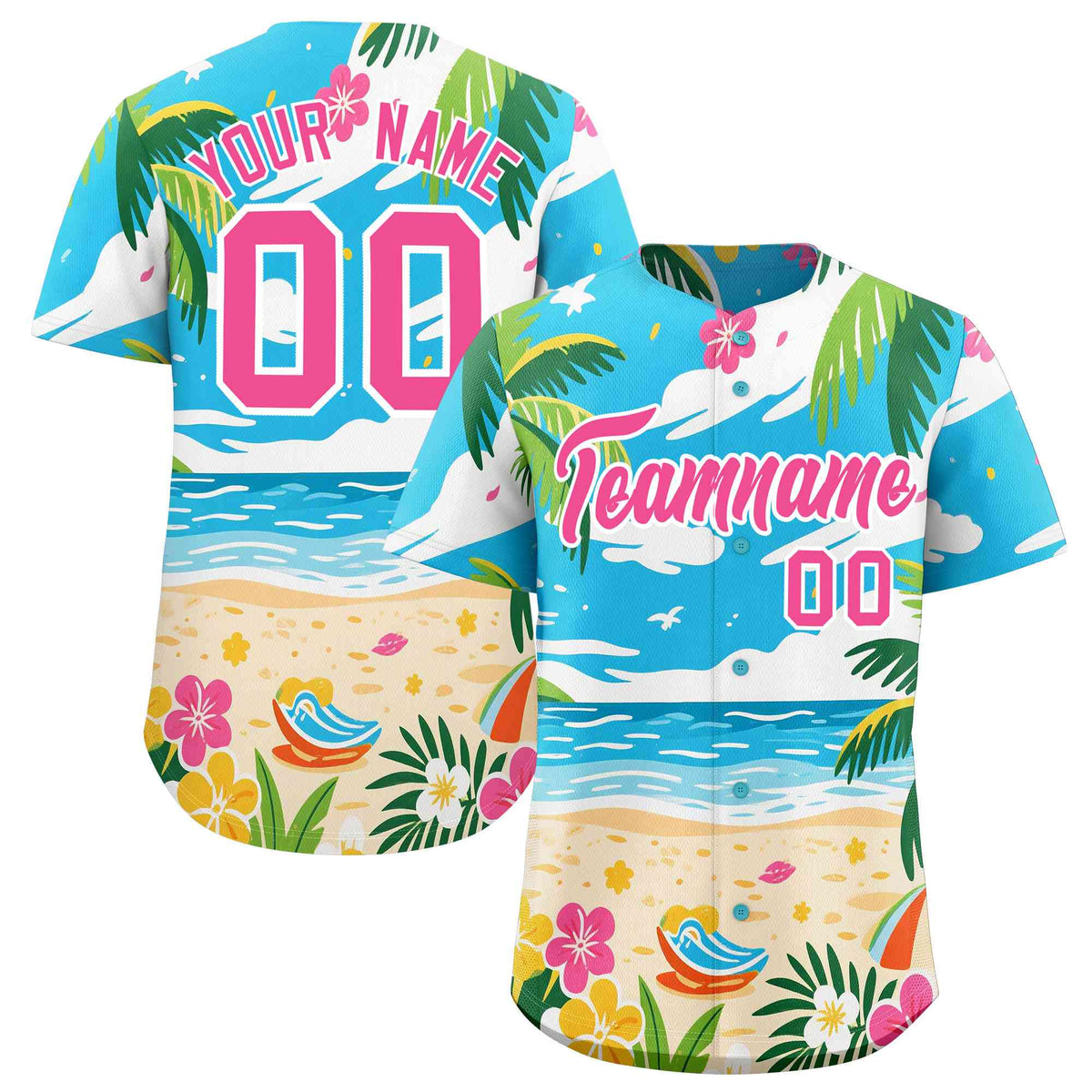 Personalized Multicolor Palm Tree Hawaiian Style Authentic Baseball Jersey