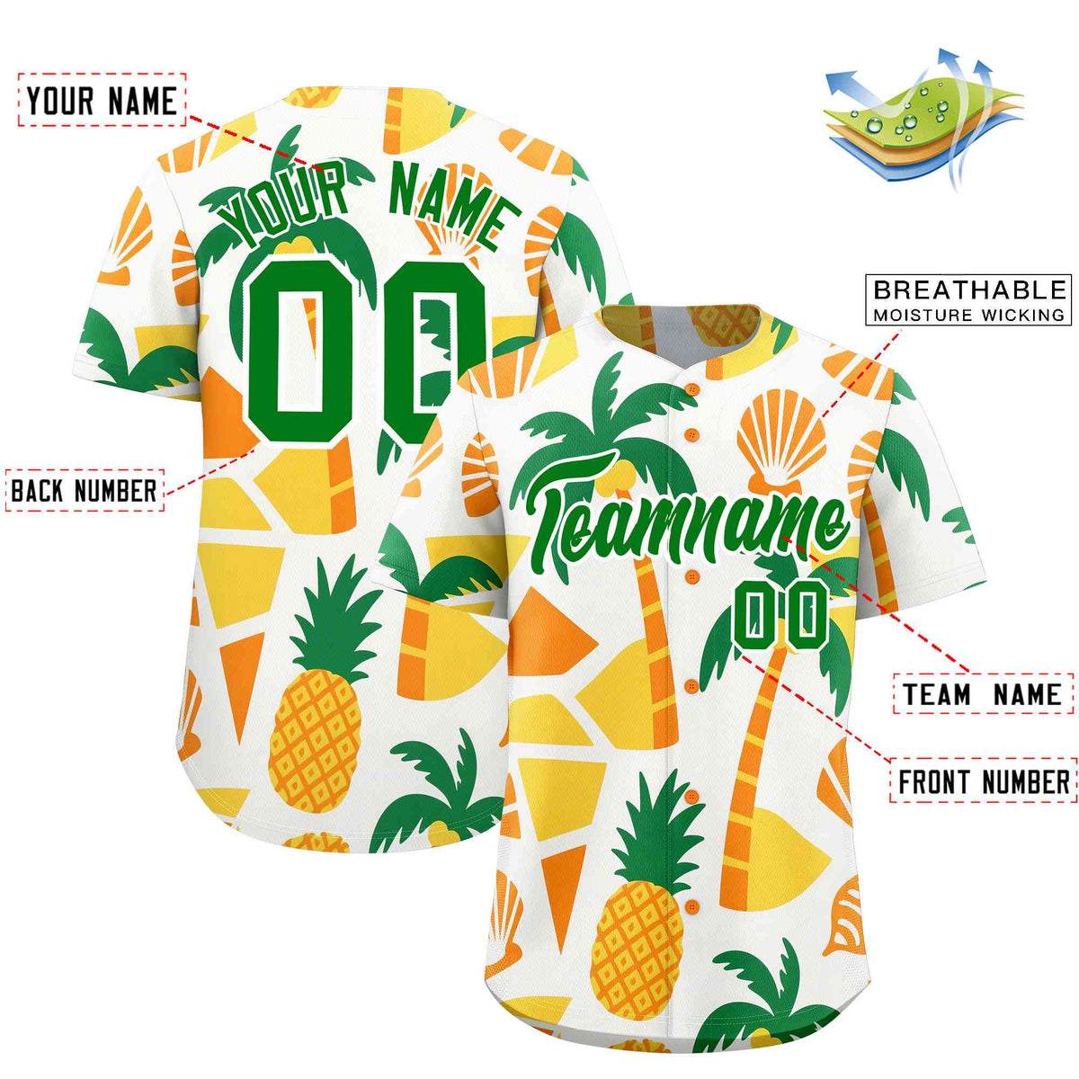 Personalized Multicolor Palm Tree Hawaiian Style Authentic Baseball Jersey