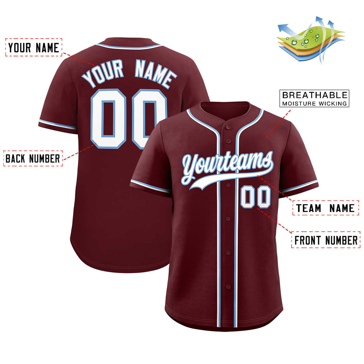 Custom Burgundy Classic Style Authentic Baseball Jersey