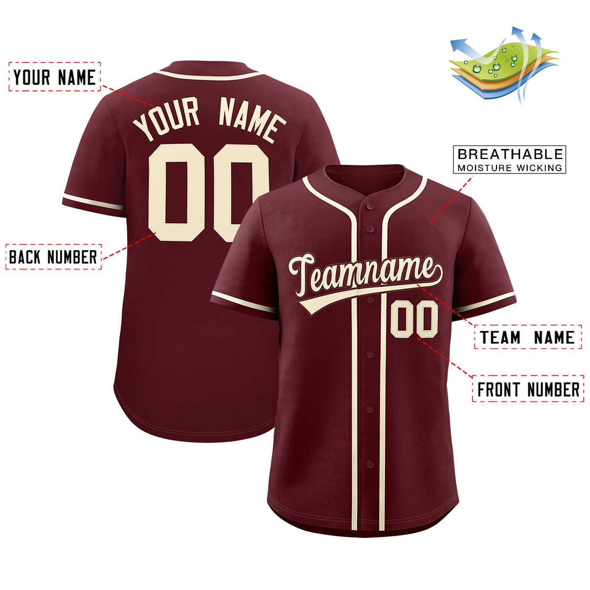 Custom Burgundy Classic Style Authentic Baseball Jersey