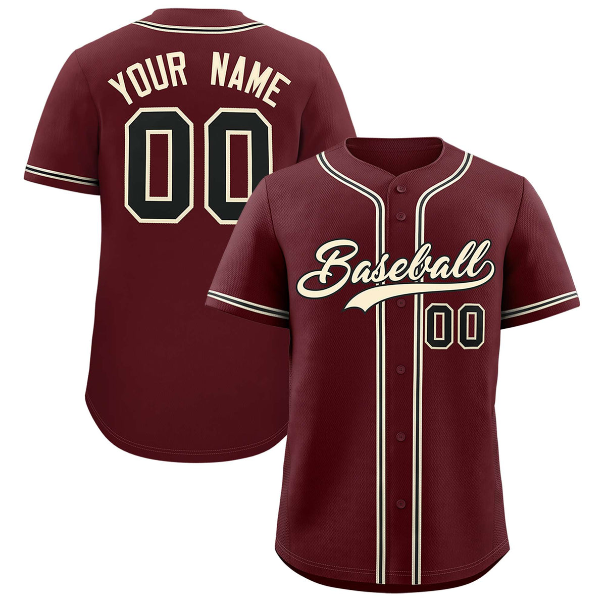 Custom Burgundy Classic Style Authentic Baseball Jersey