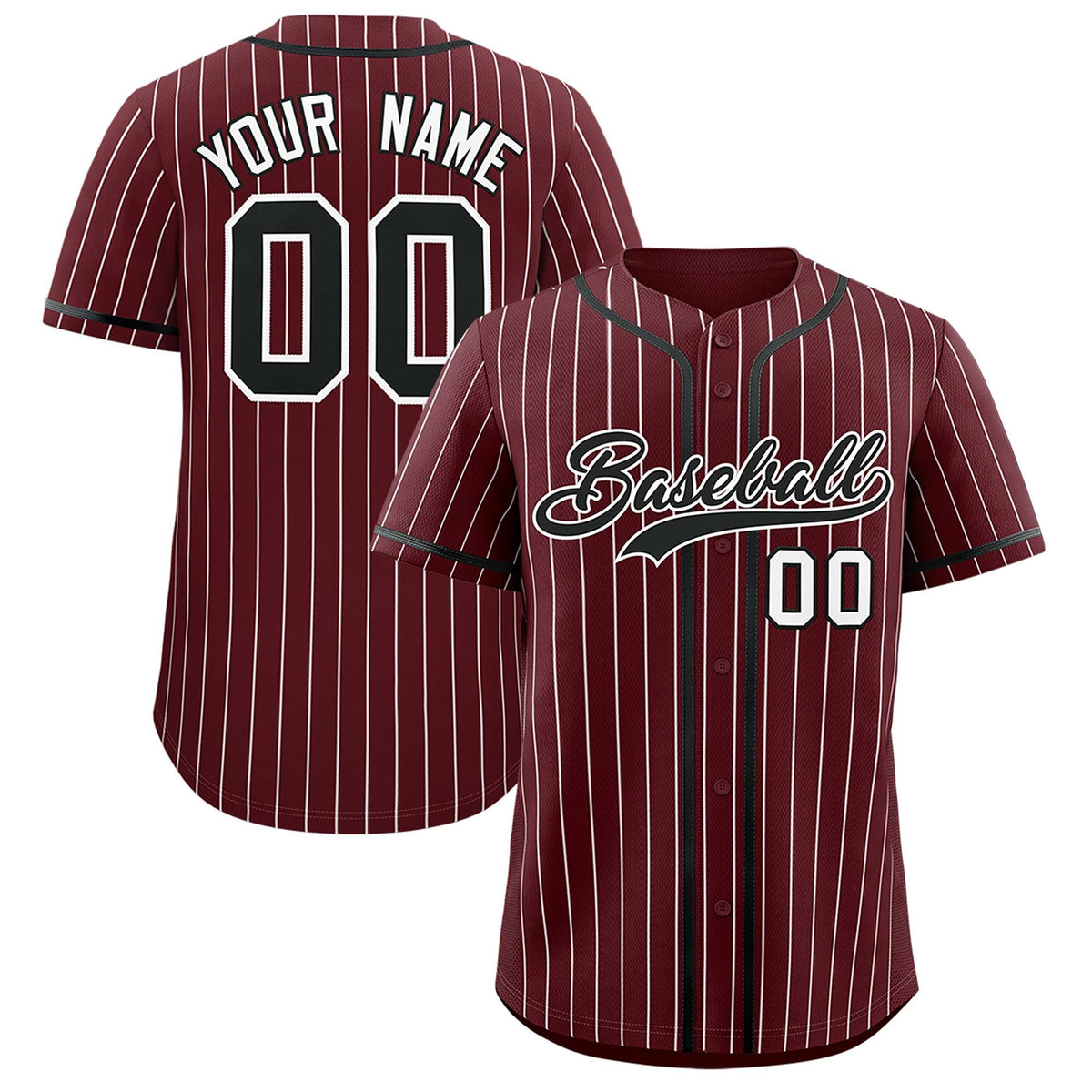 Custom Burgundy White Stripe Fashion Authentic Baseball Jersey