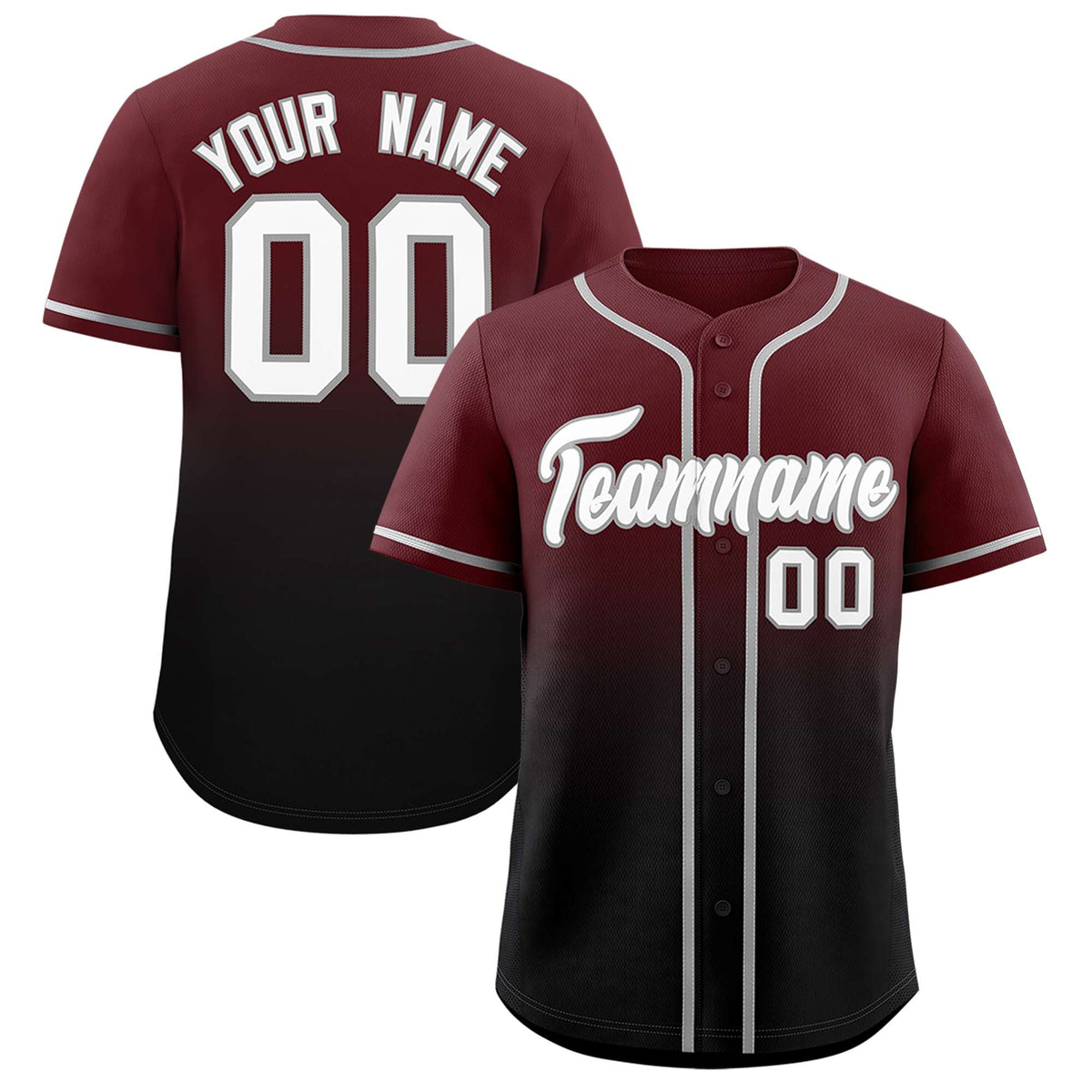 Custom Burgundy Black Gradient Fashion Authentic Baseball Jersey