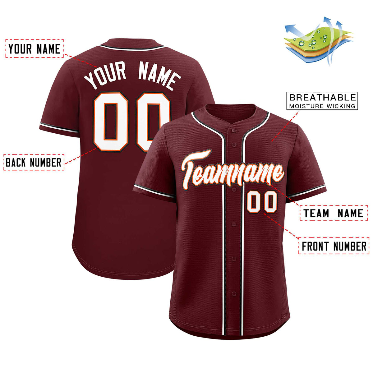 Custom Burgundy Classic Style Authentic Baseball Jersey