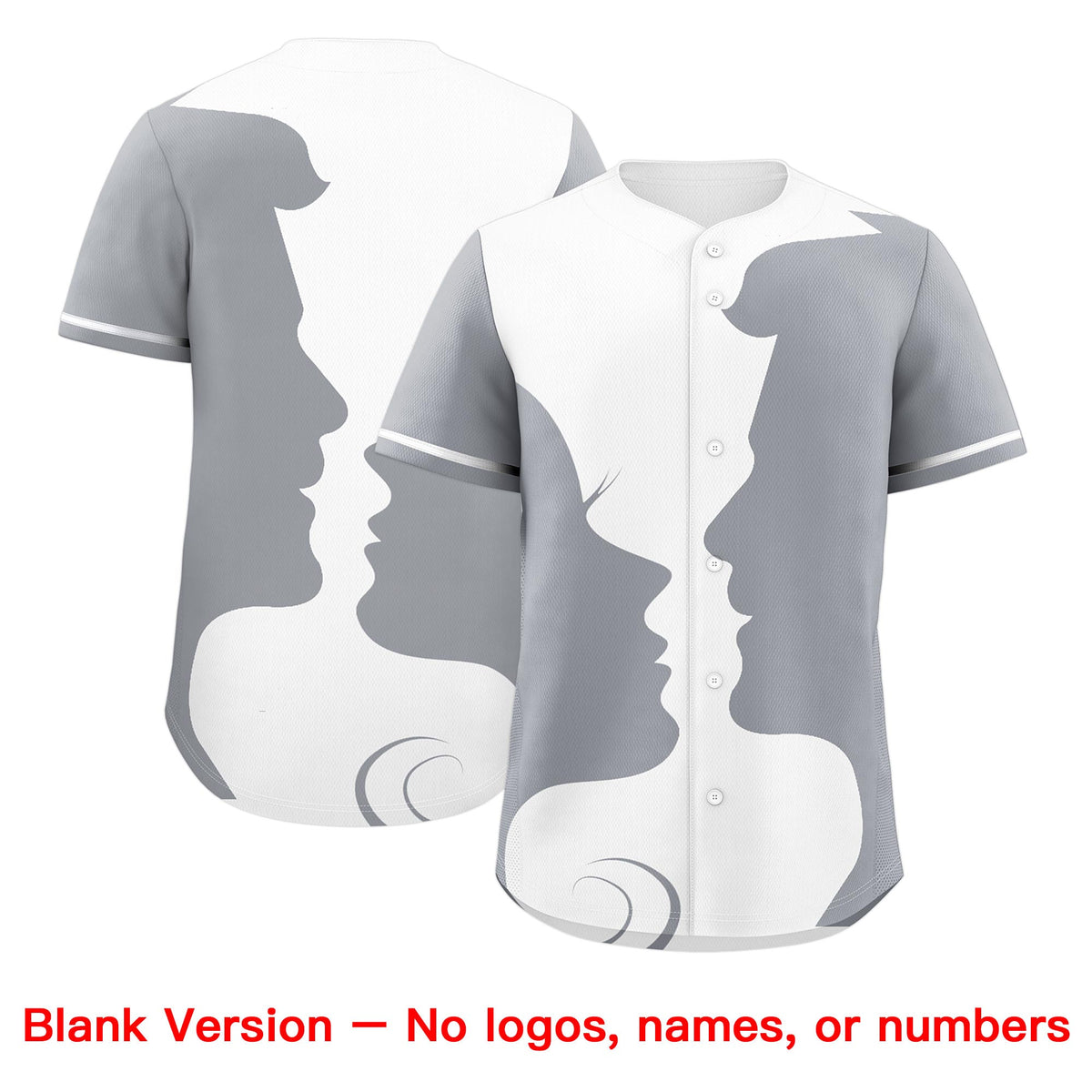 Custom Gray White Silhouettes of Loving Couple Valentine's Day Baseball Jersey| KXKSHOP