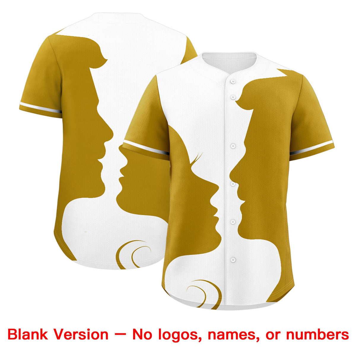 Custom White Old Gold Silhouettes of Loving Couple Valentine's Day Baseball Jersey| KXKSHOP
