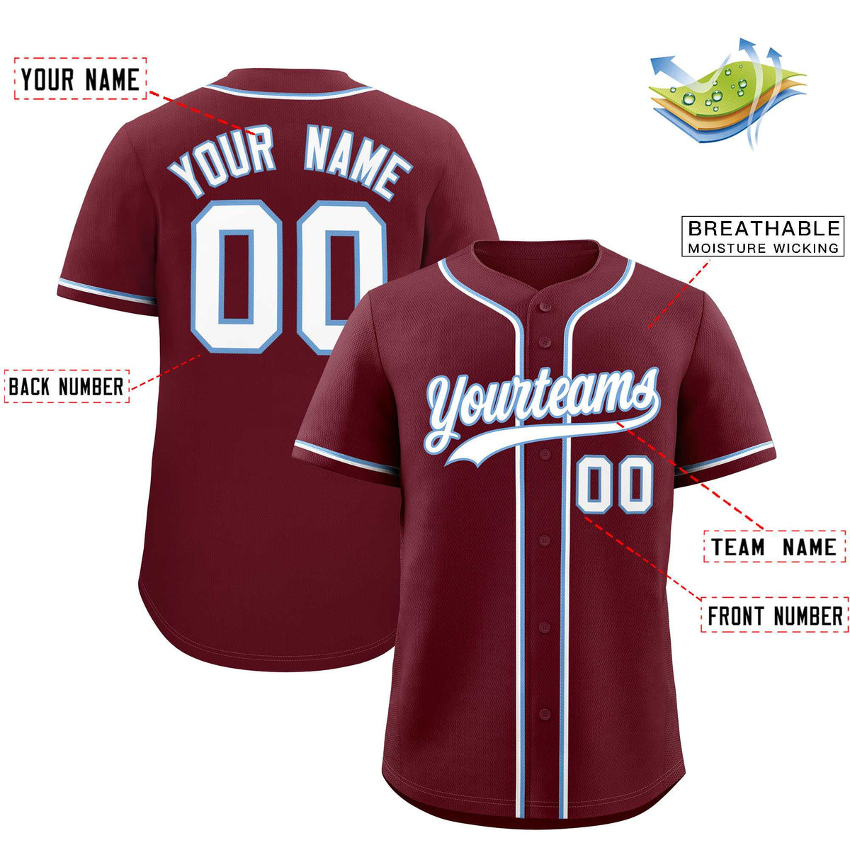 Custom Maroon Classic Style Authentic Baseball Jersey