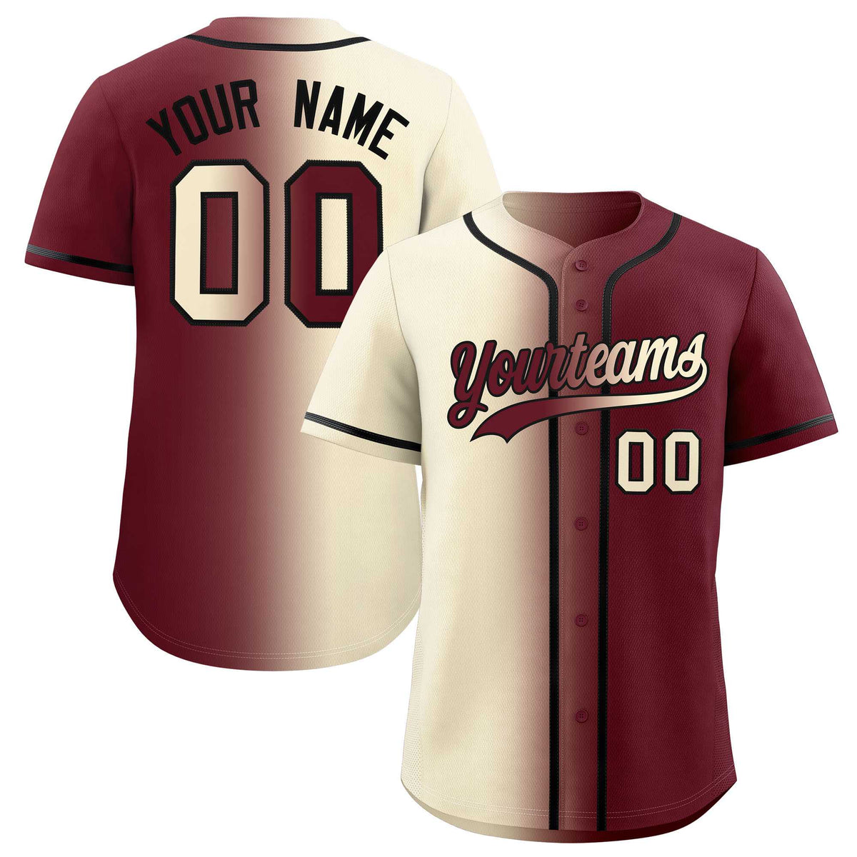 Custom Cream Maroon Two Tone Gradient Fashion Authentic Baseball Jersey