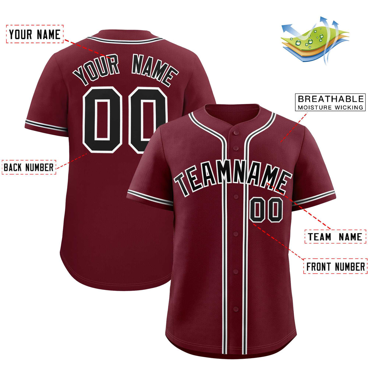 Custom Maroon Classic Style Authentic Baseball Jersey
