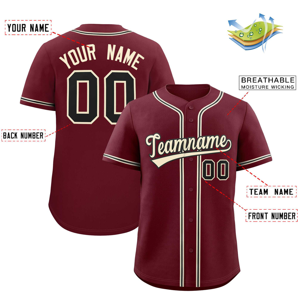 Custom Maroon Classic Style Authentic Baseball Jersey